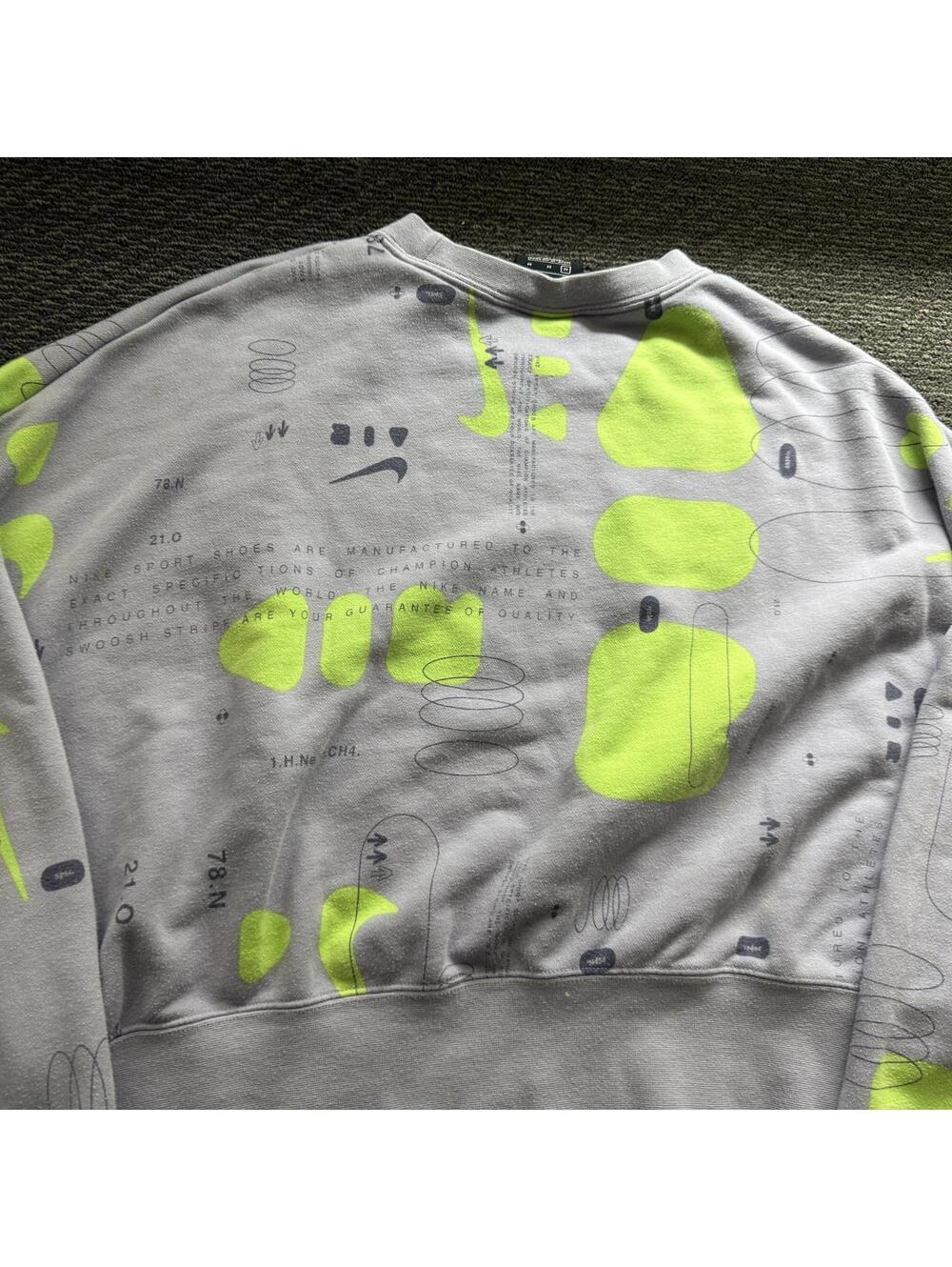 Nike Air Womens Cropped Sweatshirt Mauve Neon Green Cropped Graphic Sweatshirt M - Picture 7 of 7